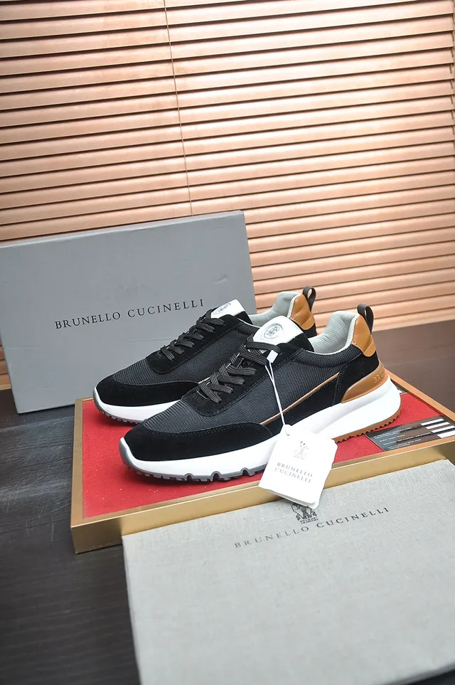 Black Brown Mixed-Material Upper Sculpted Midsole Chunky Sneakers 4