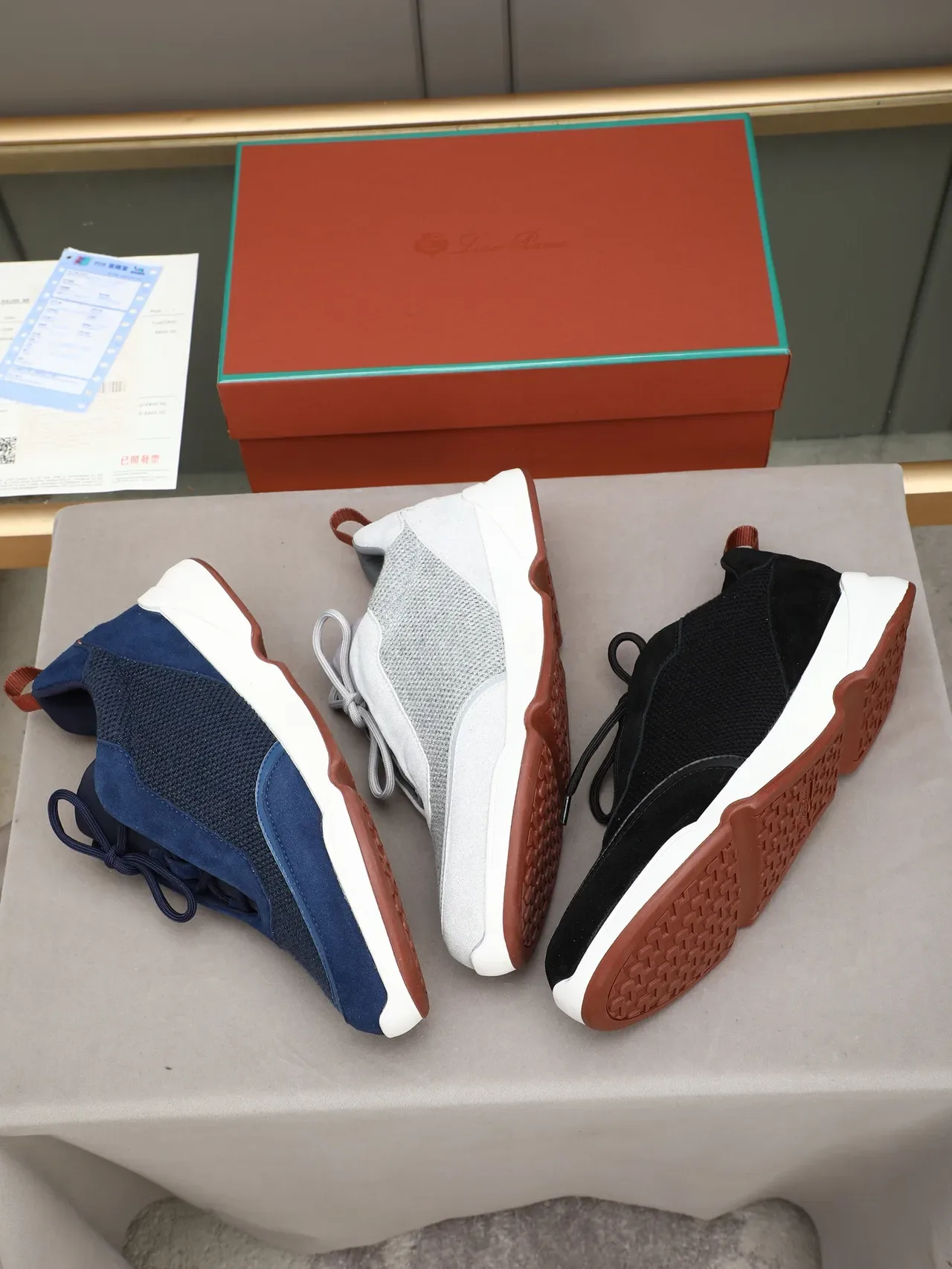 Black Brown Suede And Mesh Upper Sculpted White Midsole Sneakers 2