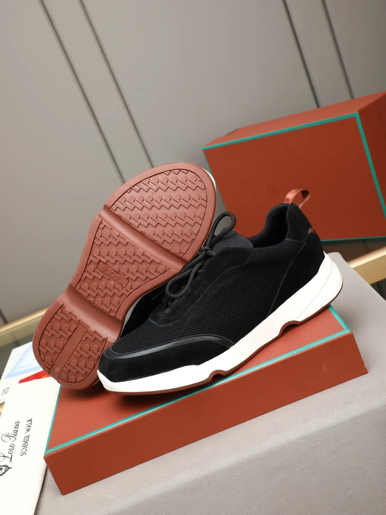 Black Brown Suede And Mesh Upper Sculpted White Midsole Sneakers 5