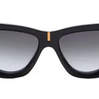 Black Gold Cat-Eye Silhouette Matte Acetate Frame Sunglasses
