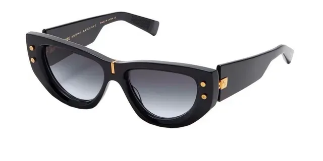 Lunettes de soleil Cat-Eye Silhouette Noir et Or Monture Acétate Mate 7