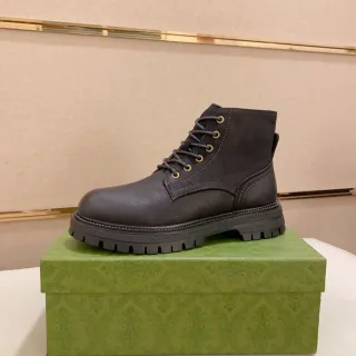 Black Gold Leather Upper Eyelets Ankle Boots