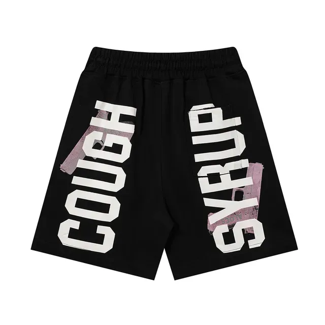 Black Graphic-Print Drawstring Waist Oversized Shorts 3