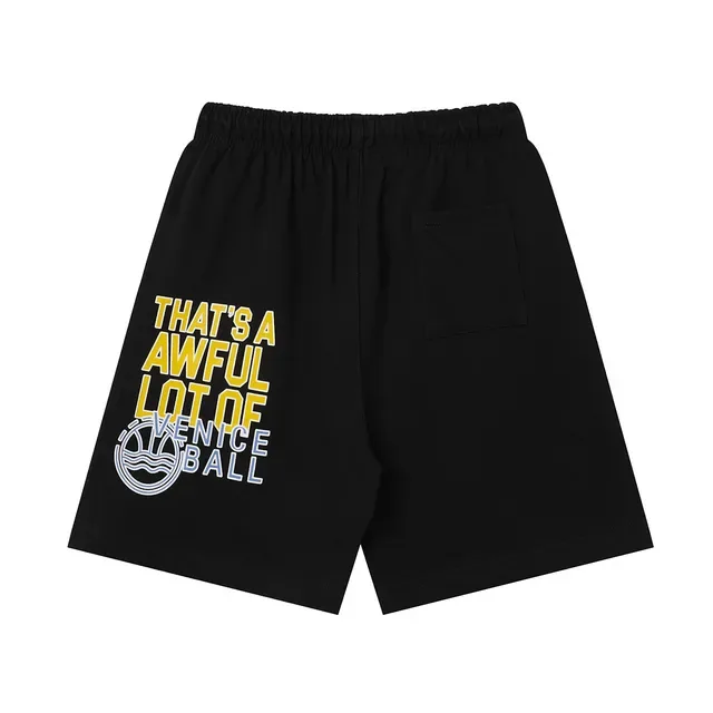 Black Graphic Print Drawstring Waist Shorts 3