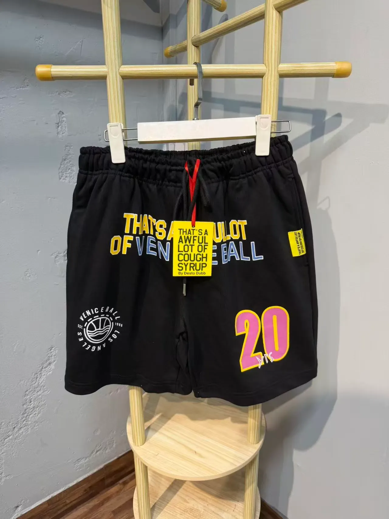 Black Graphic Print Drawstring Waist Shorts 5