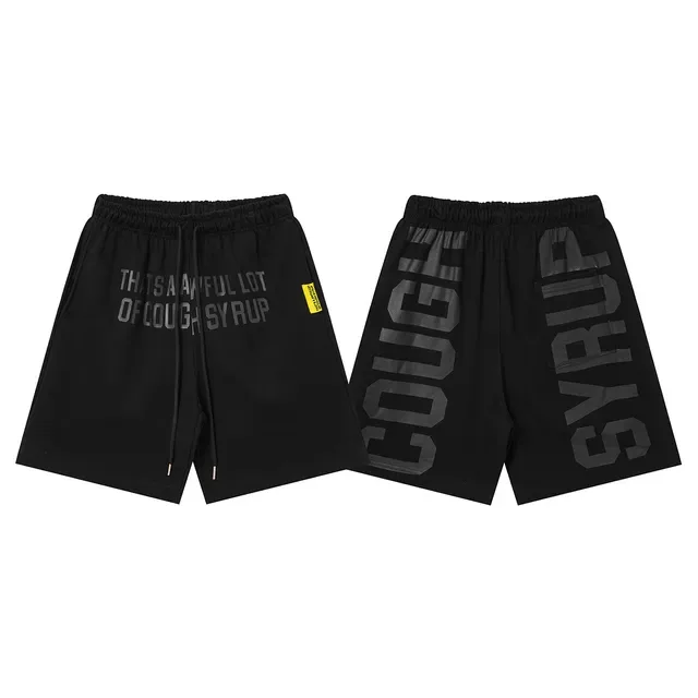 Black Graphic Print Elastic Waist Shorts 2