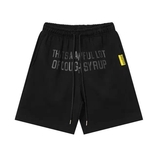 Black Graphic Print Elastic Waist Shorts 3