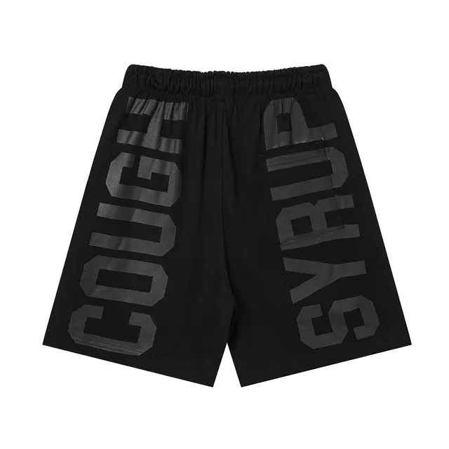 Black Graphic Print Elastic Waist Shorts 4