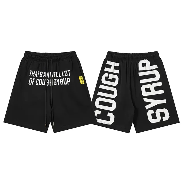 Black Graphic Print Elastic Waist Shorts 5