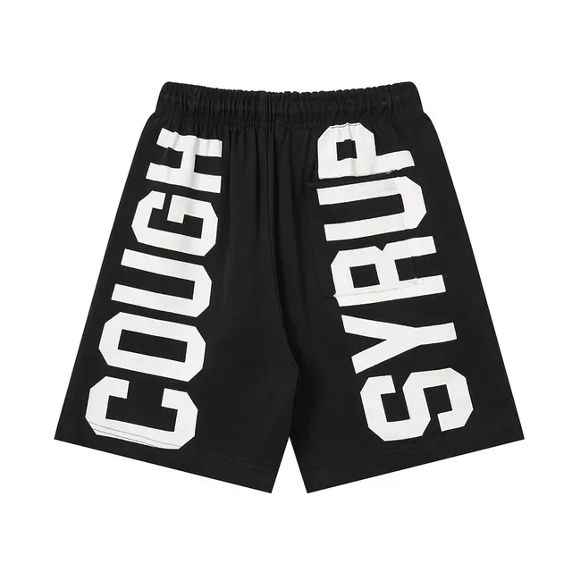 Black Graphic Print Elastic Waist Shorts 7
