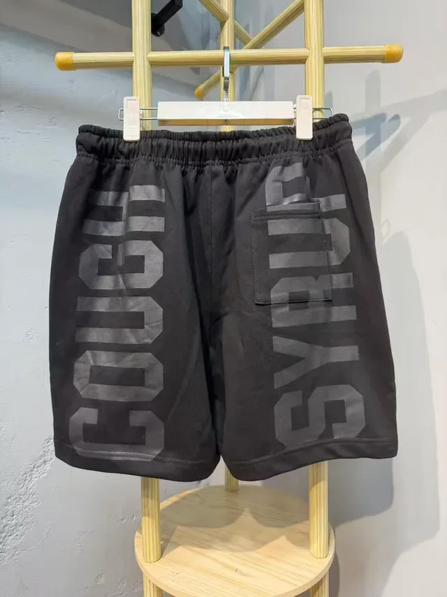 Black Graphic Print Elastic Waist Shorts 11