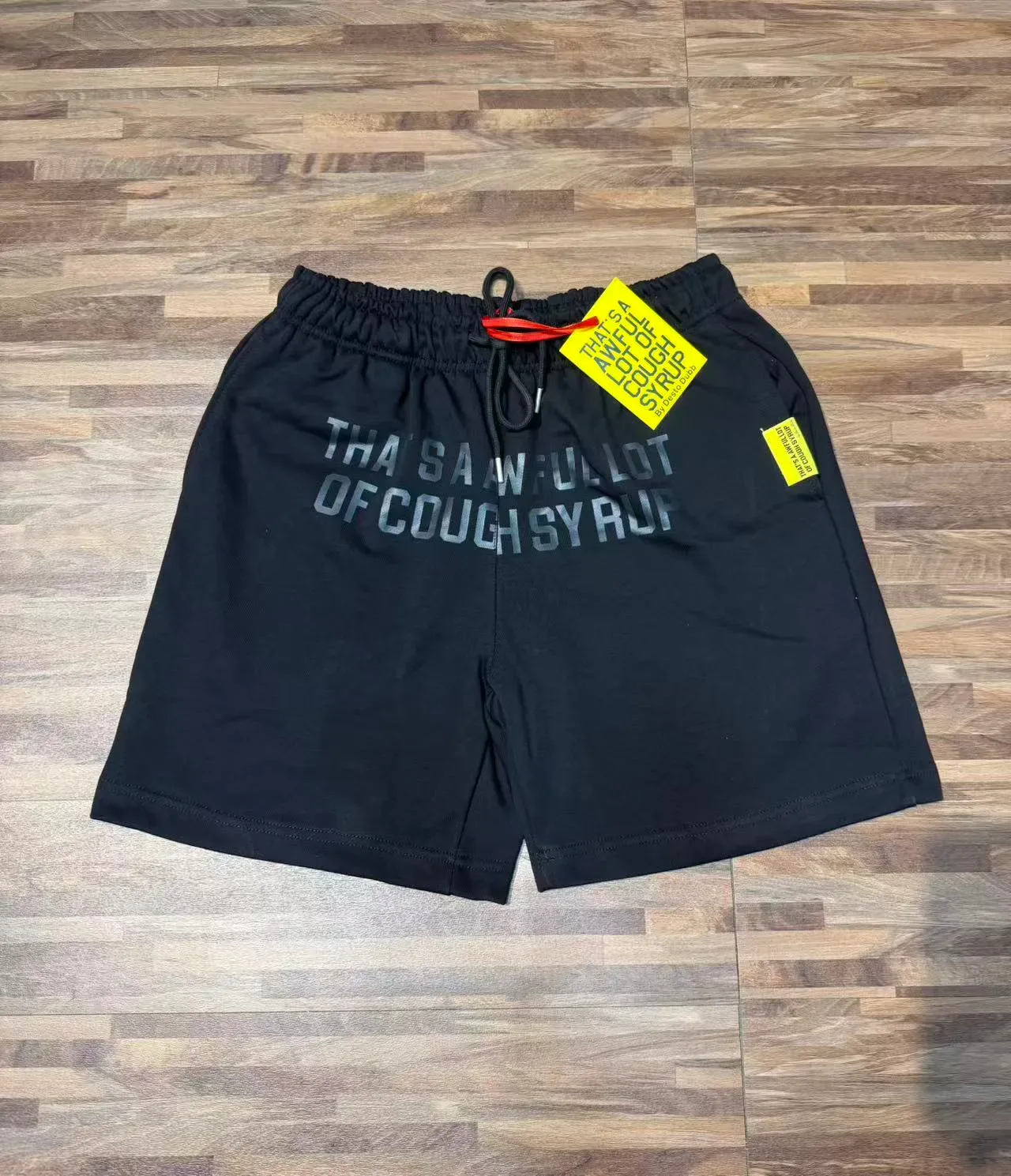 Black Graphic Print Elastic Waist Shorts 14