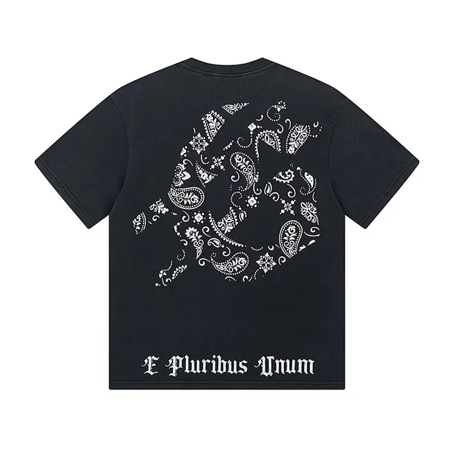 Black Graphic-Print Oversized Double-Sided Flame Motif T-Shirt 3