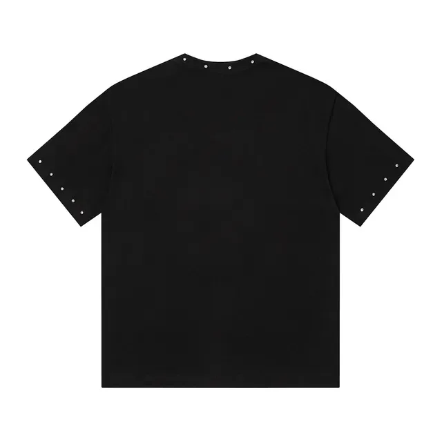 Black Graphic-Print Studded Sleeve Oversized T-Shirt 4