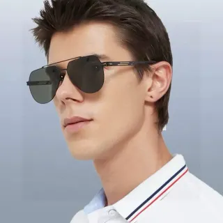 Black Gray Aviator Silhouette Double Bridge Sunglasses