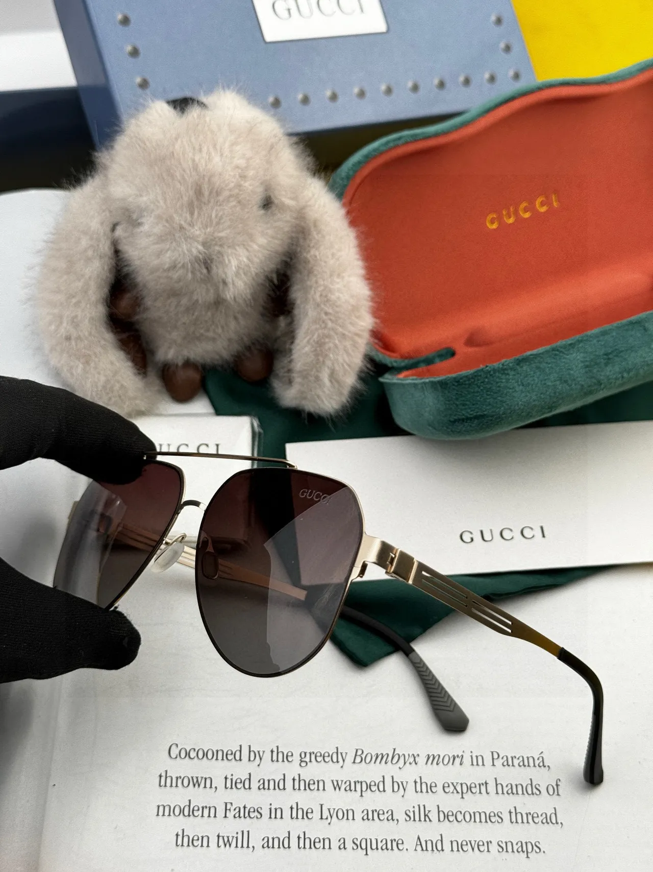 Black Gray Aviator Silhouette Double Bridge Sunglasses 3