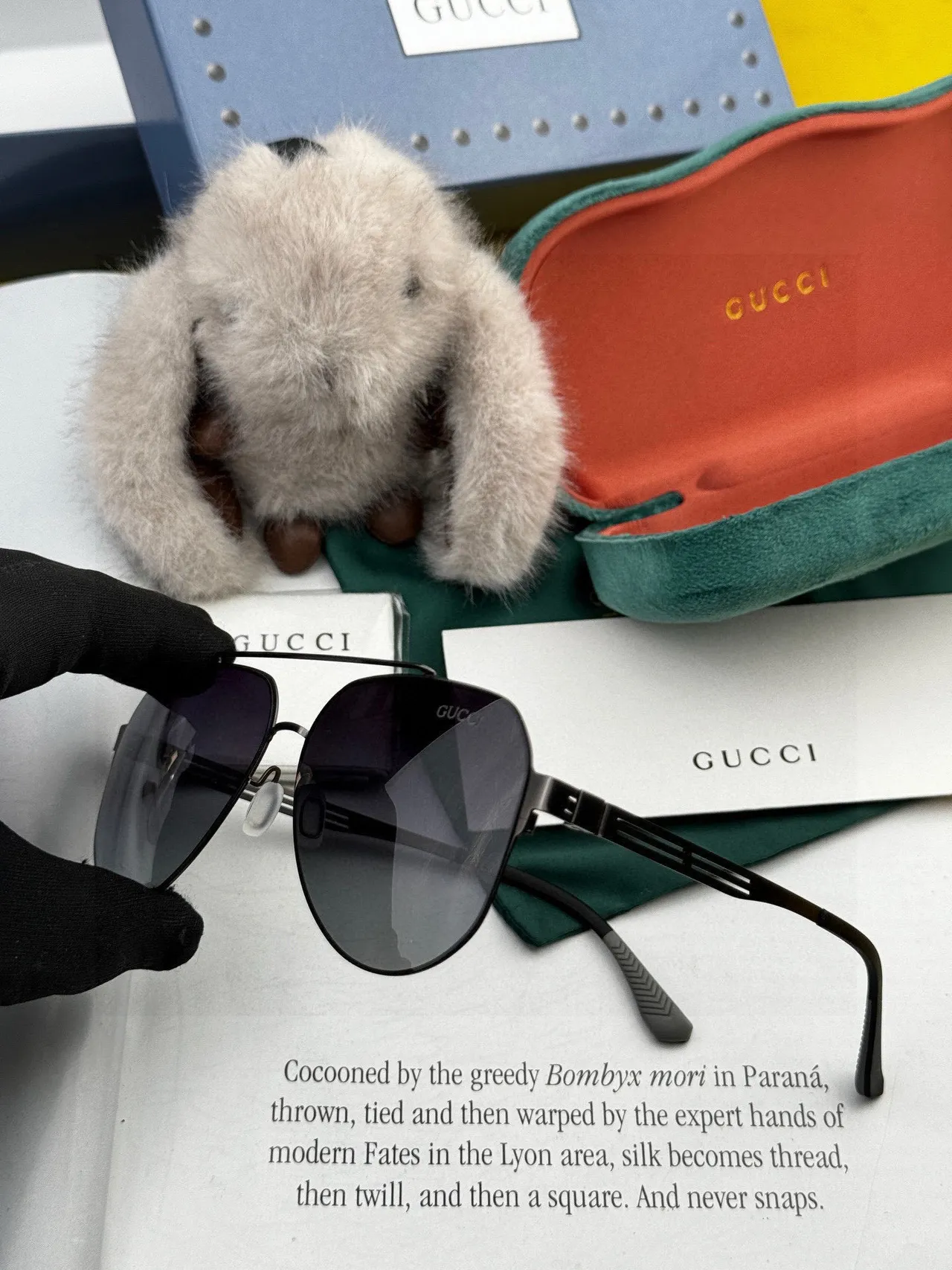 Black Gray Aviator Silhouette Double Bridge Sunglasses 4
