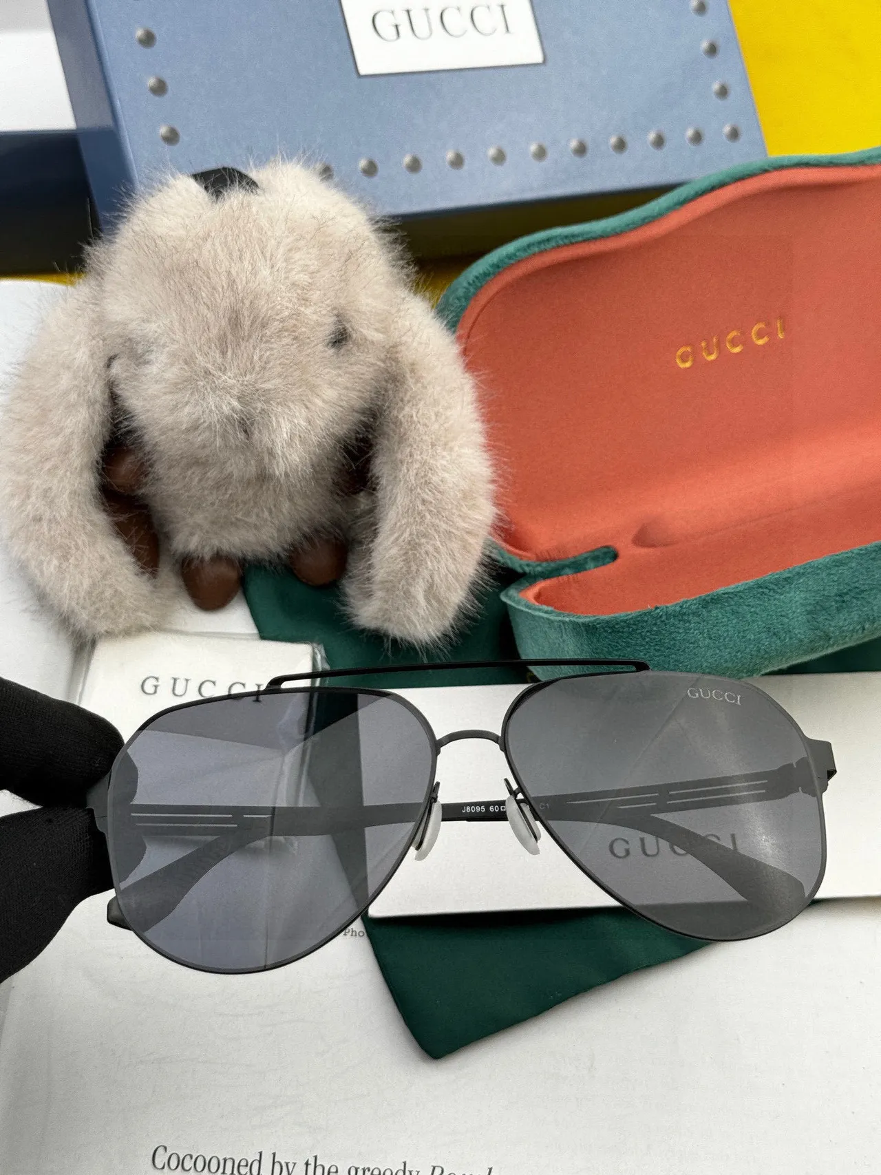 Black Gray Aviator Silhouette Double Bridge Sunglasses 5