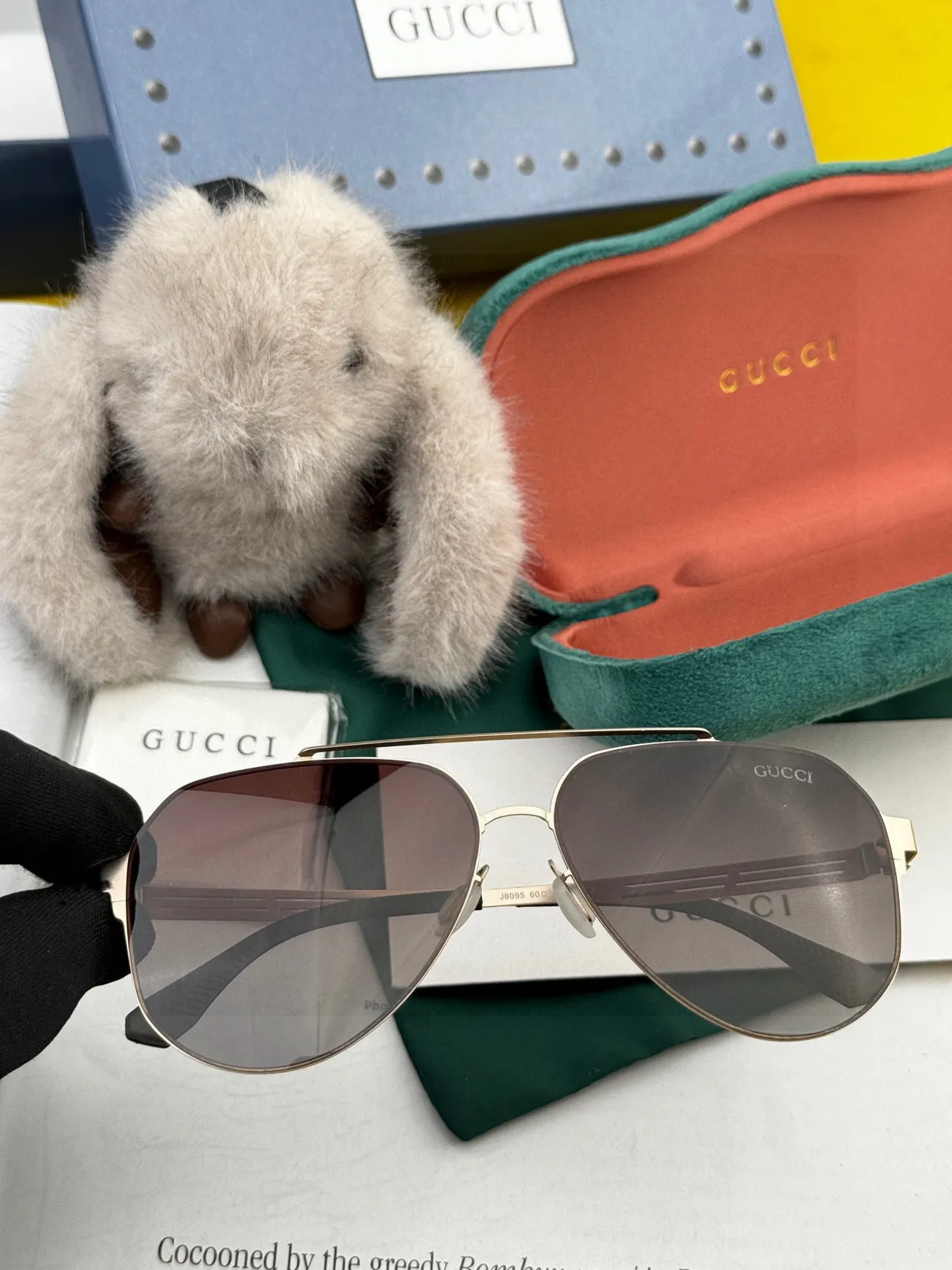 Black Gray Aviator Silhouette Double Bridge Sunglasses 6