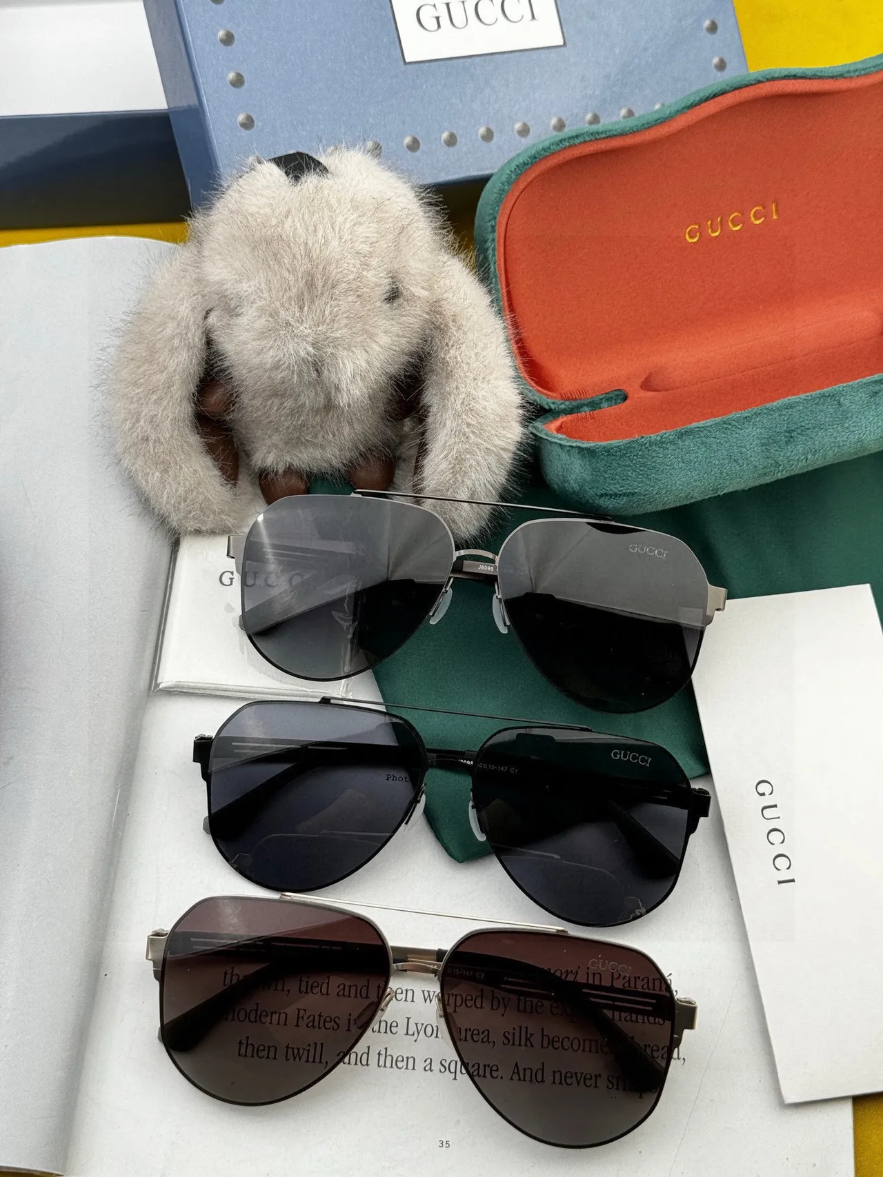 Black Gray Aviator Silhouette Double Bridge Sunglasses 8