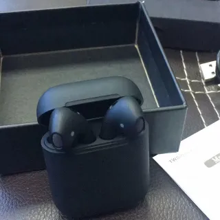 Black Gray Matte Finish Compact Charging Case TWS Earbuds