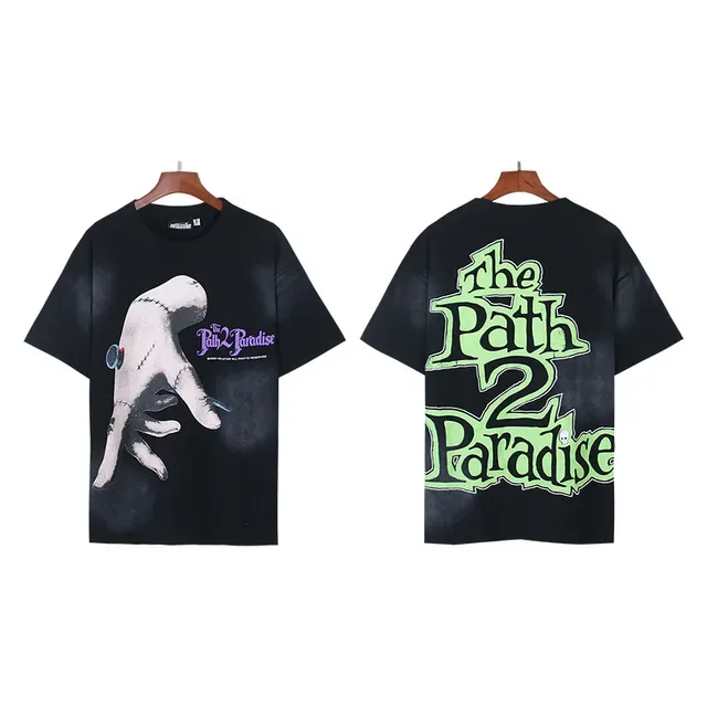 Black Green Oversized Fit Graphic Print Front And Back T-Shirt 4