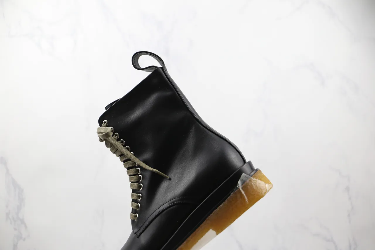 Black Green Smooth Leather Upper Olive Laces Ankle Boots 7