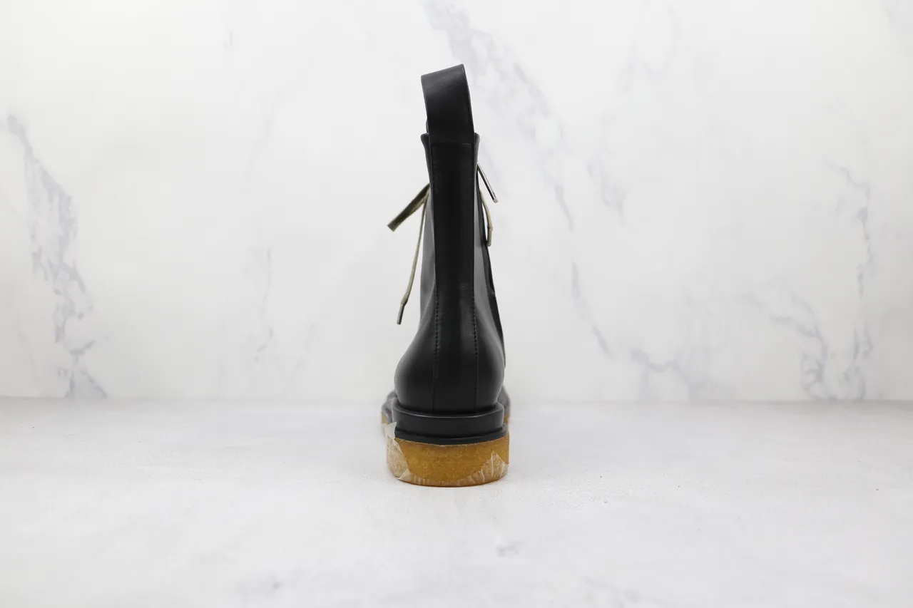 Black Green Smooth Leather Upper Olive Laces Ankle Boots 9