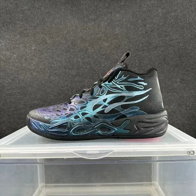 Black Iridescent Flame Graphic High-Top Sneaker 2