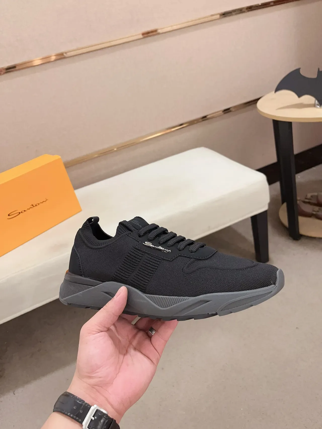 Black Knit Upper Sock-Fit Lifestyle Sneaker 5