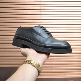 Black Leather Cap Toe Oxford Shoes
