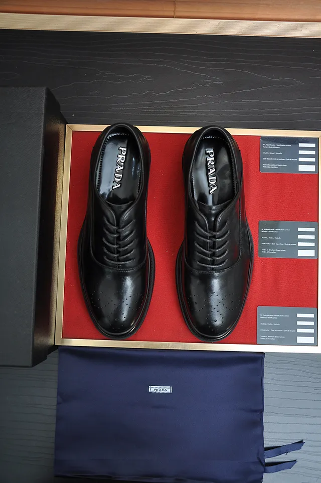Black Leather Cap Toe Oxford Shoes 5