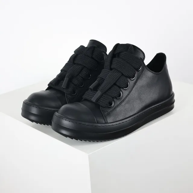 Black Monochrome Oversized Lace Platform Sneakers 2