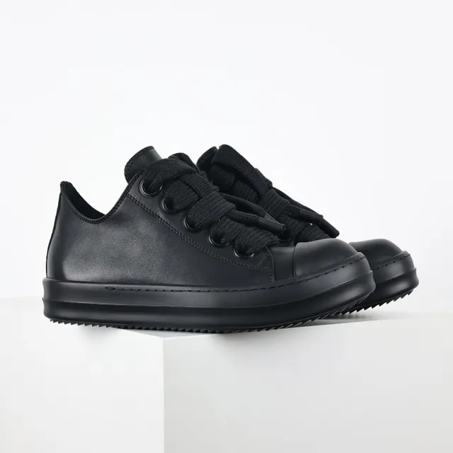 Black Monochrome Oversized Lace Platform Sneakers 3