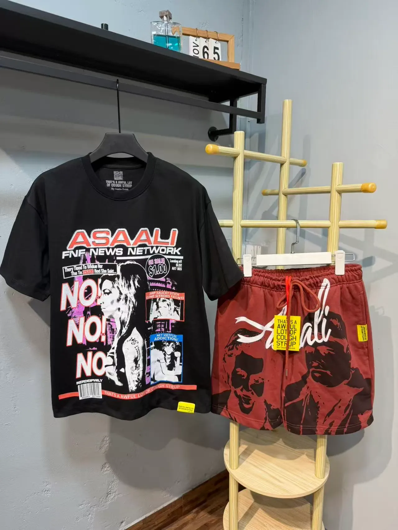 Black Multicolor Graphic Skull Cough Syrup Print Oversized T-Shirt 7
