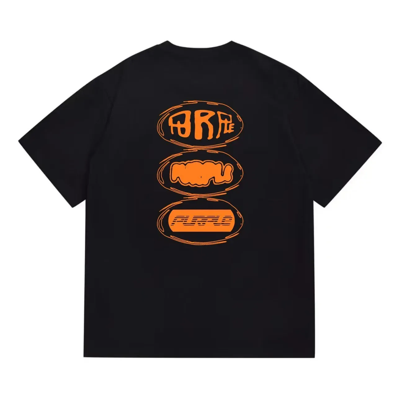 Black Orange Graphic Print Crew-Neck T-Shirt 5