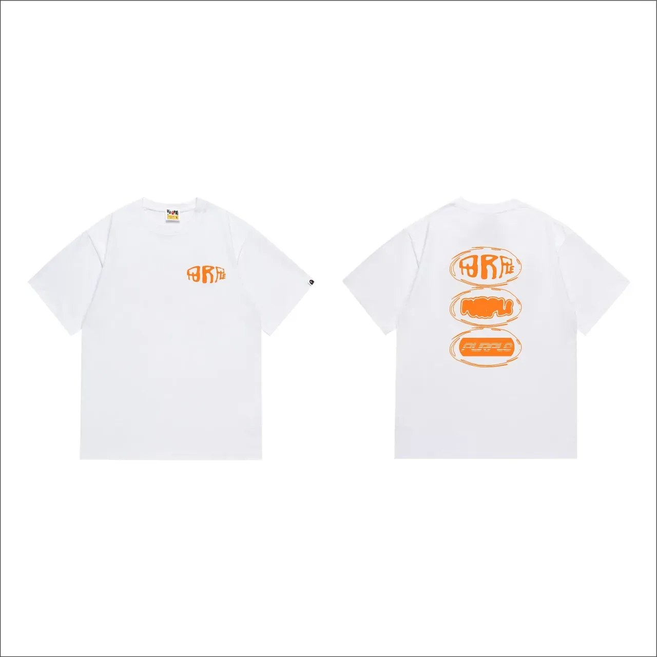 Black Orange Graphic Print Crew-Neck T-Shirt 7