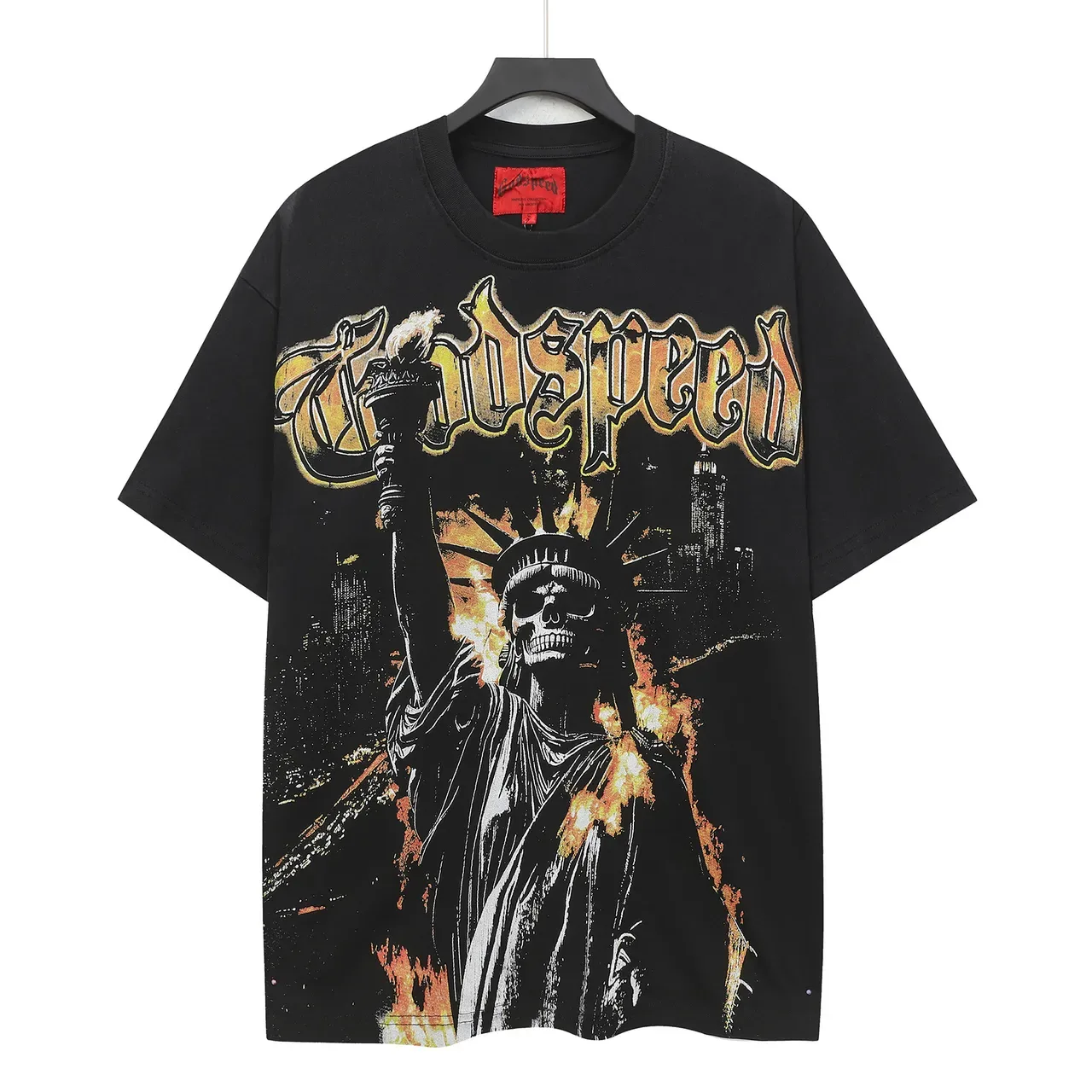 Black Orange Oversized Fit Graphic-Print Front T-Shirt 2