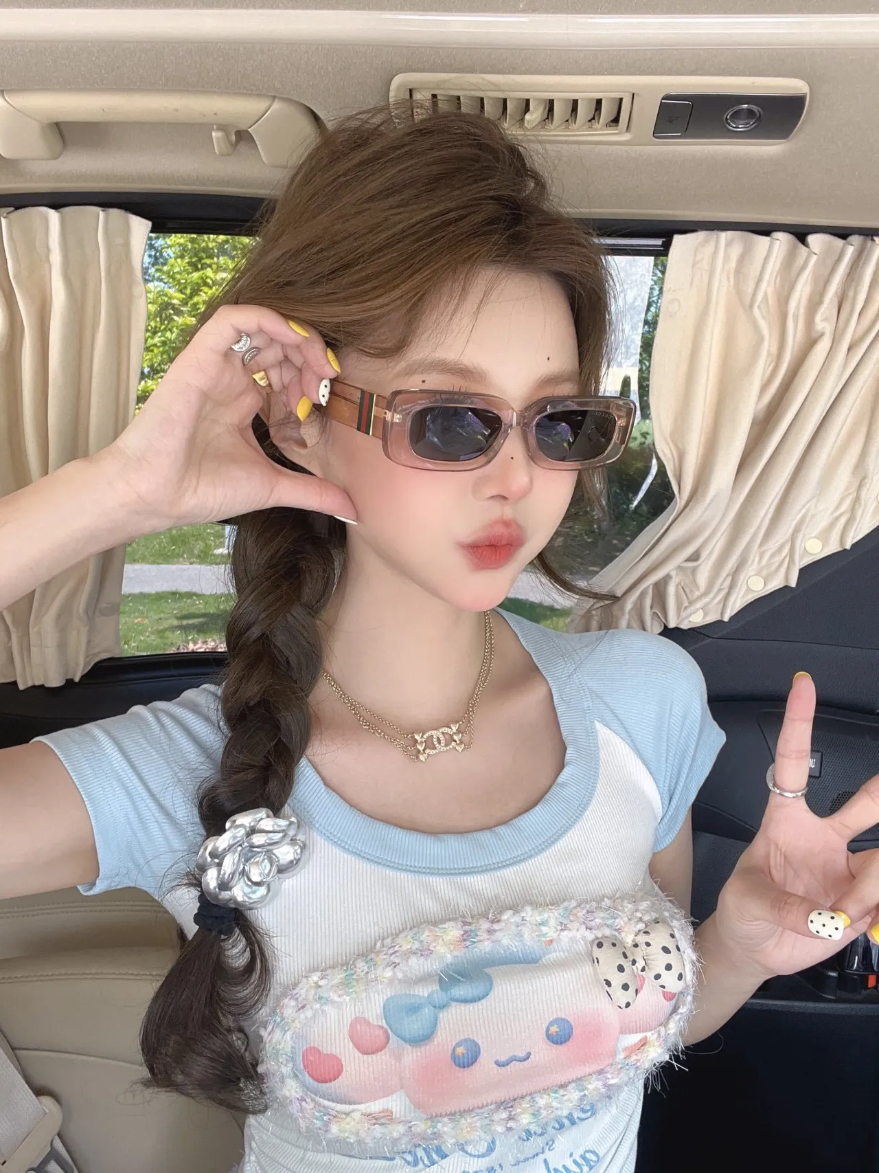Black Oversized Rectangular Frame Sunglasses 2