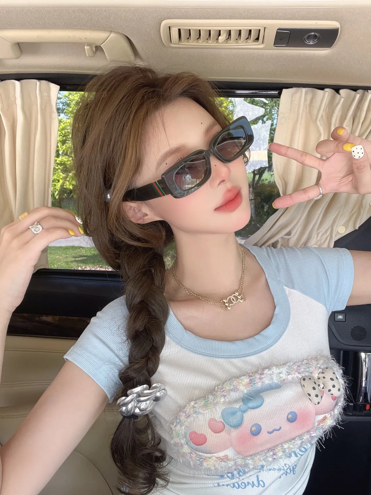 Black Oversized Rectangular Frame Sunglasses 3