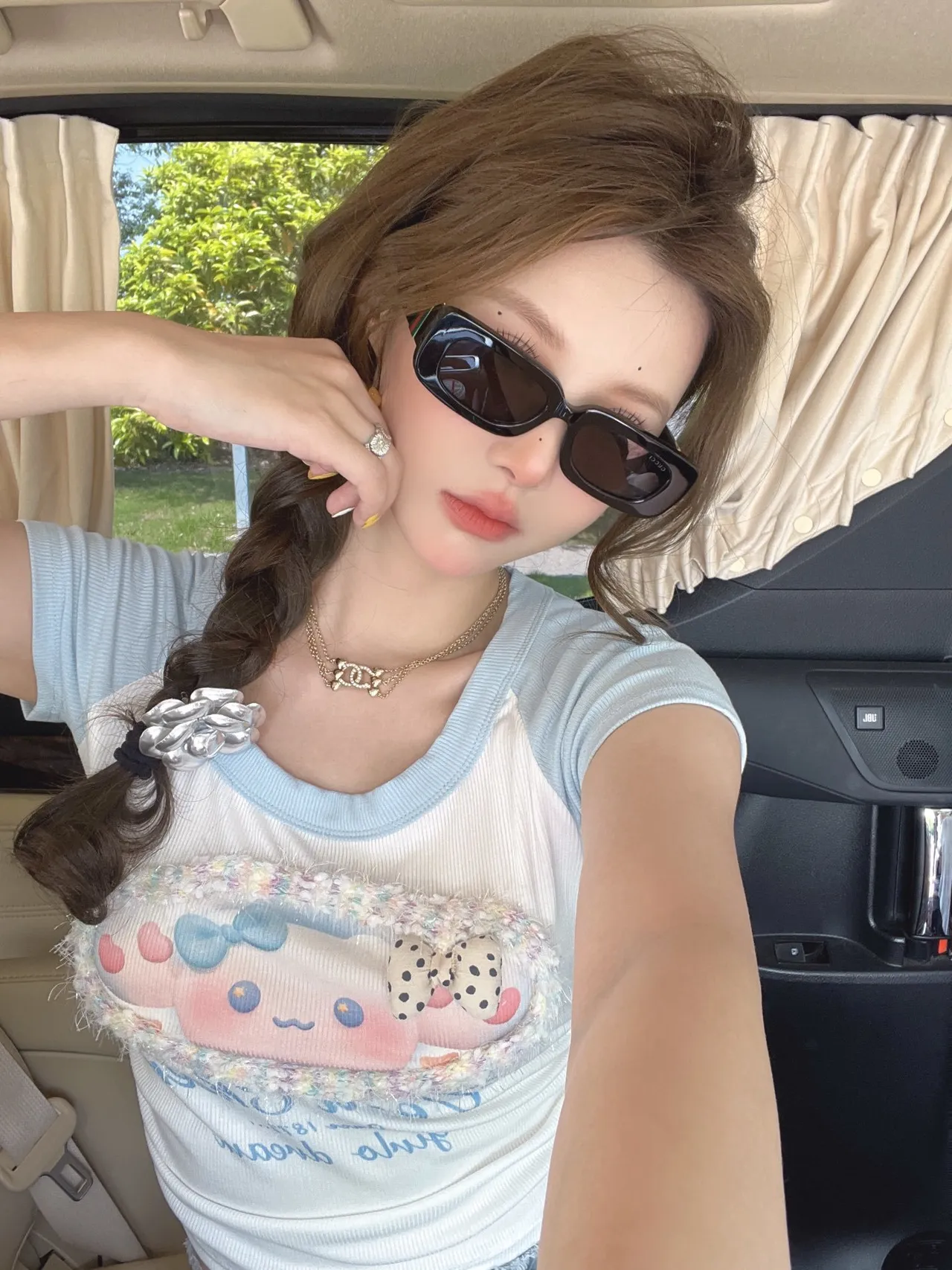 Black Oversized Rectangular Frame Sunglasses 4