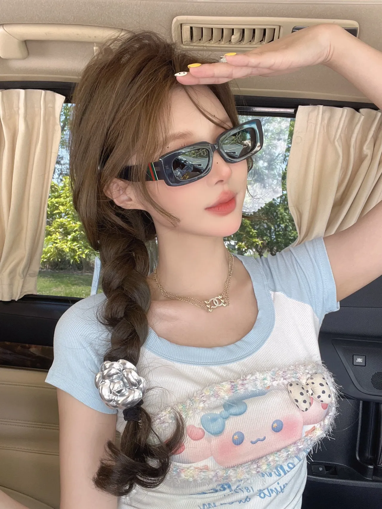 Black Oversized Rectangular Frame Sunglasses 5