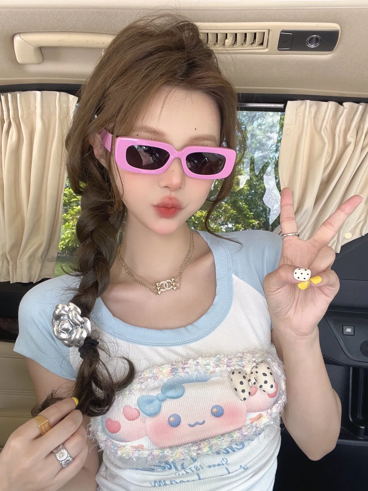 Black Oversized Rectangular Frame Sunglasses 6