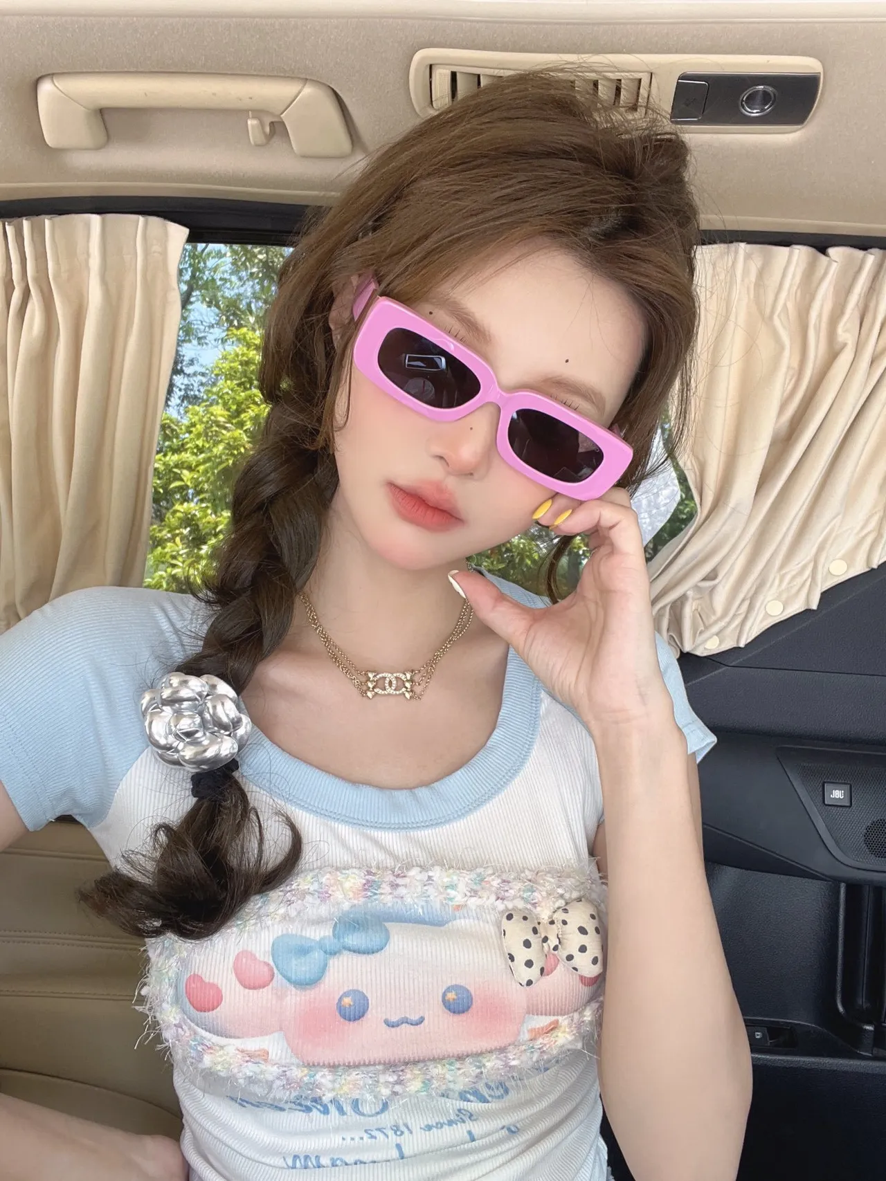 Black Oversized Rectangular Frame Sunglasses 7