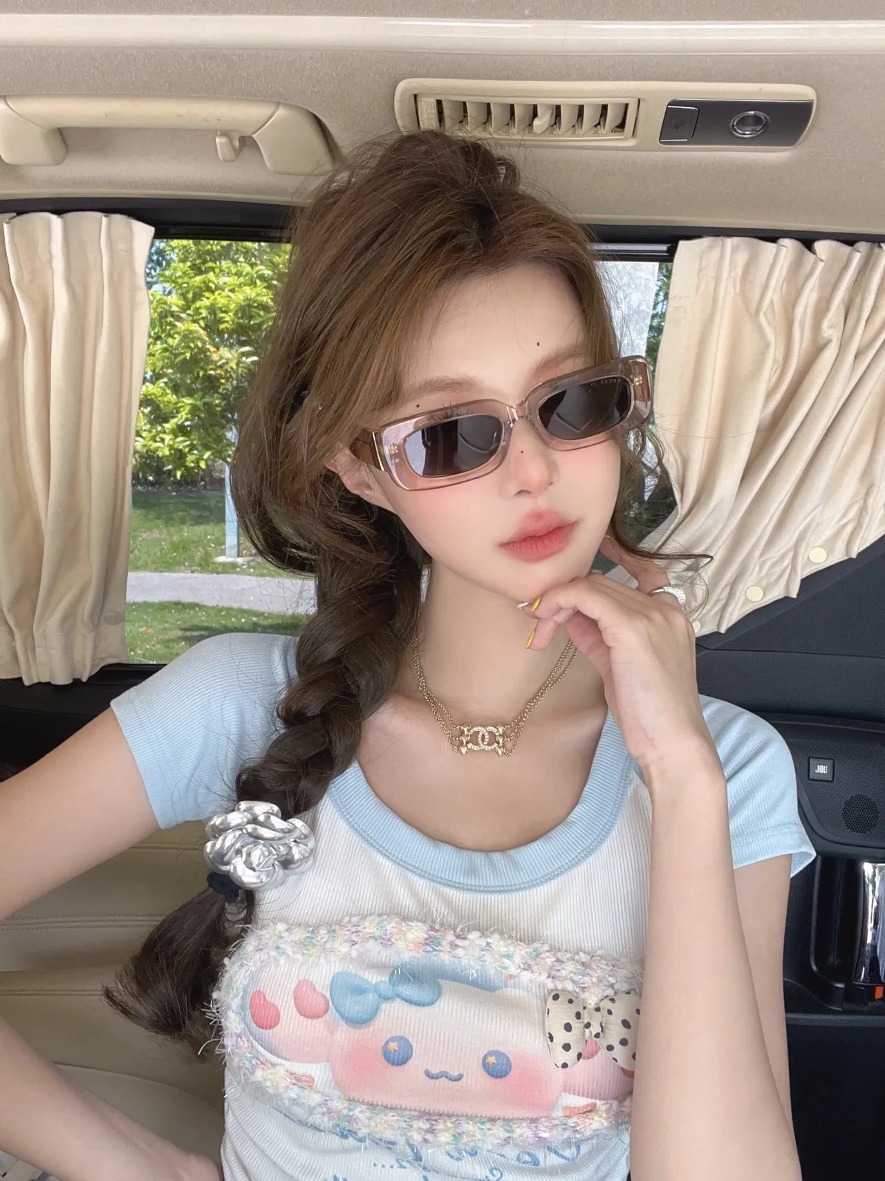 Black Oversized Rectangular Frame Sunglasses 9