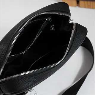 Black Pebbled Leather Messenger Bag 2