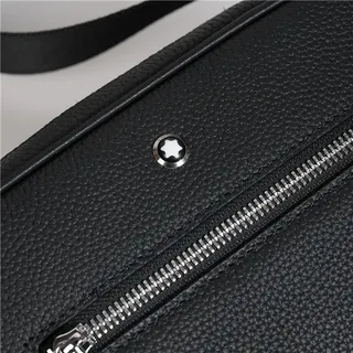 Black Pebbled Leather Messenger Bag 4