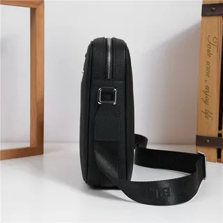 Black Pebbled Leather Messenger Bag 8