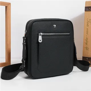Black Pebbled Leather Messenger Bag 9