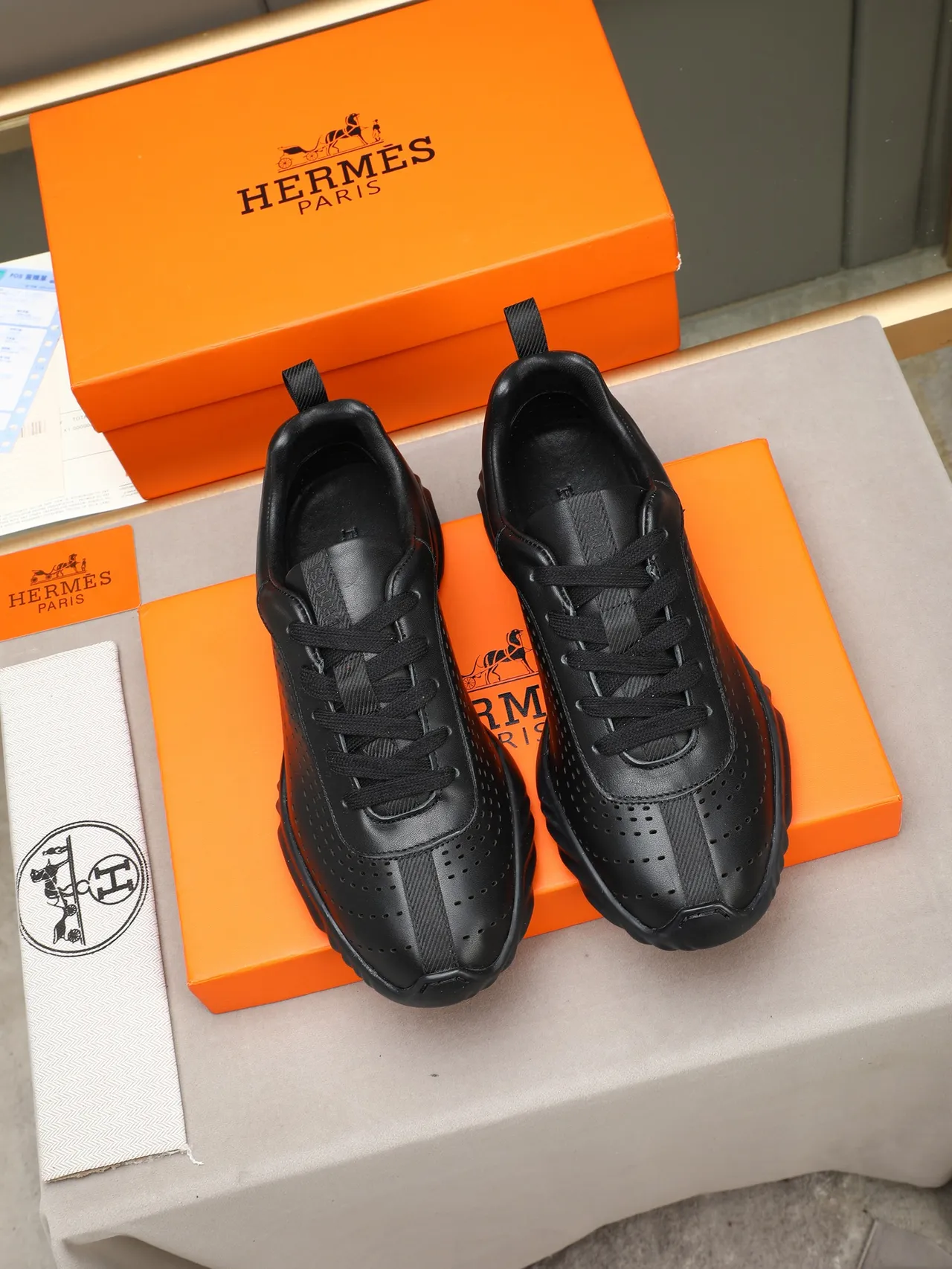 Black Perforated Leather Sculpted Sole Lifestyle Sneaker 2